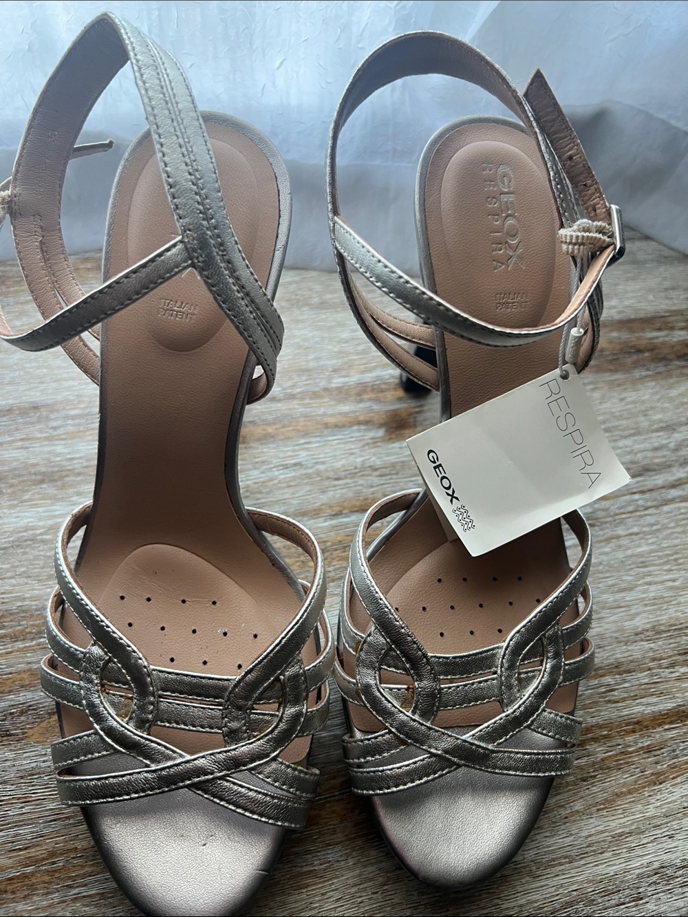 Geox Women's Metallic Silver Slingback Heels